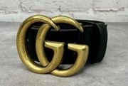 Gucci Gg Marmont Leather Belt With GG Gold Metal