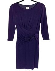 for Maggie Boutique Purple 3/4 Sleeve Ruched Sheath Dress Women’s 2