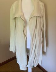 PrAna Long Cream Colored Zippered Cardigan Coat Jacket Size XL