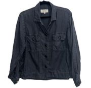 . Gray Cotton Linen Army Jacket Chore Coat