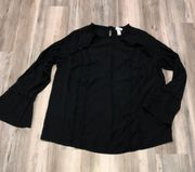 Size 2X Long Sleeve Blouse with bell sleeves , keyhole back, pit to pit is 24, length is 28