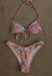 SheIn lavender hibiscus triangle bikini set