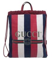 Gucci Logo Large Drawstring Canvas Backpack/ Tote