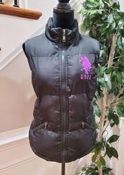 U.S. Polo Assn. Women's Black 100% Polyester Sleeveless Full Zip Jacket Size XL