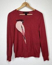 Marc By Marc Jacobs Medium M Red Shinmer Bird Sweater Sparkle