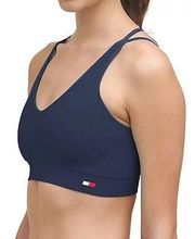 Strappy Ribbed Sports Bra Navy