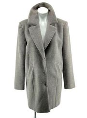 Forever 21 Gray Women’s Lapel Single Breasted Snap Front Pea Coat Medium