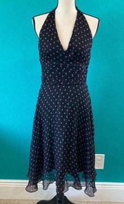 ⭐️ Robbie bee black silk dress with pink polka dots in size 8