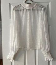 Revolve Tularosa White Sheer High Neck Blouse Size Small