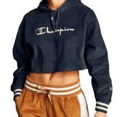 Champion New Navy  Corduroy Logo Cropped Hoodie XS