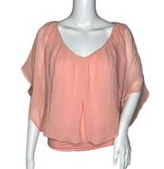 Joseph A. Core Dolman Blouse Pink (Blossom) Flowy Short Sleeves V-Neck