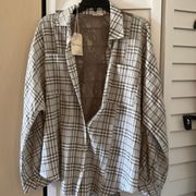 Hem & Thread Plaid and LACE Button Down Shirt Gauze - No ironing Fits up to XL