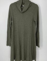 SONOMA GREEN WAFFLE KNIT SUPER SOFT LONG SLEEVE COWL NECK DRESS SMALL