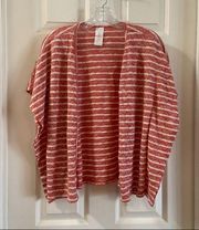 Time & Tru Red/White Striped Knit Open Cardigan M