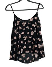 About A Girl y2K Slightly Sheer Black Floral Daisy Spaghetti Strap Tank Top