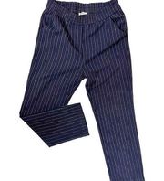 Umgee Pinstripe Navy Pull On Trousers Size Medium