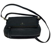 Kate Spade New York Mini Carmen Southport Avenue Leather Fold-Over Bag Black