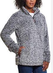 Original weatherproof Sherpa chunky fleece gray quarter zip sweater