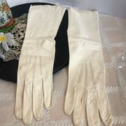 Vintage Leather Opera Gloves 50s 60s White