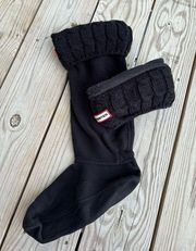 Women’s 6 Stitch Cable Knit Boot Sock - Black size L