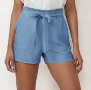 LC Lauren Conrad 3" High-Waisted Paperbag Shorts Chambray NWT