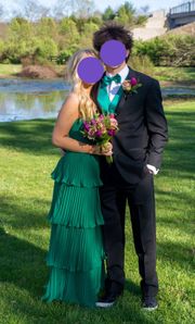 Green Tiered Strapless Prom Dress