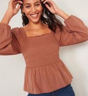 OLD NAVY Square Neck Smocked Bodice Peplum Ruffle Top