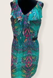 EUC green and multicolor dress