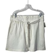 DRAPER JAMES RSVP™ Paperbag Shorts Denim White Tie Waist Size XL NWT