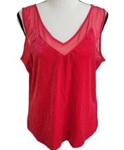 INC New Womens Red velvet Tank Red Top Sleeveless Blouse Petite Size PL