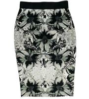 Womens Apt. 9 Black and White Graphic Floral Pencil Skirt with Stretch Size S