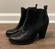 Splendid black faux leather heeled boots, size 6.5