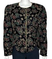 R&K Evening Velvet Floral Jacket Size Medium