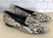 Chicos Womens Flats 8 Leather Calf Hair Leopard Animal Print Dress Shoes Loafers