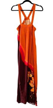 NWT FARM RIO Floral Halter Orange Cover-up Maxi Dress Sz M