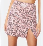 NWT Motel S Pink Black Snakeskin Mini Skirt