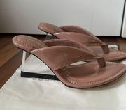 Cinderella Thong Wedges Dusty Pink Patent Leather 8.5