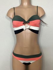 New…BECCA stripe color block bikini set. Retails $146. Medium