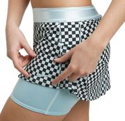 Nike Court Dri Fit Women’s Checkered Tennis Skort Skirt With Shorts Blue Size S