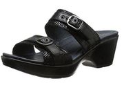 Dansko Jessie Wedge Sandal in Black Lizard Sz 41 GUC Leather 2-Strap Adjustable