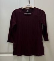 NEW Bobeau Maroon 3/4 Sleeve Sweater Size Medium