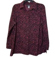 Sag Harbor Pink Leopard Print Plus Size Button Up Shirt - Size 16W - Mobwife Top