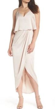 Shona Joy Luxe Frill Bridesmaid Formal Maxi Dress in Porcelain Size 6