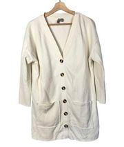 ASOS Ecru Off White V-Neck Button Down Longline Cardigan Sweater 4