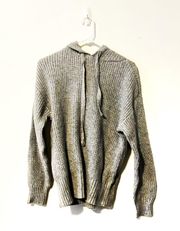 Open Knit Gray Hooded Sweater