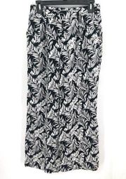 Adrienne vittadini leaf print wide leg pull on casual high rise pants