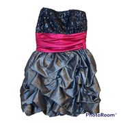 Gray Pink Strapless Party Formal Mini Dress Size 11