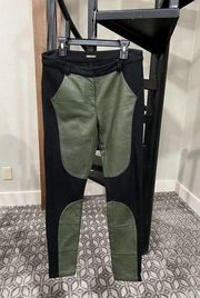 Rebecca Minkoff Pants Womens 2 Lamb skin Leather Green And Black Riding Pants