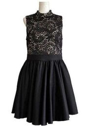 Chi Chi London Dress Black Lace Sleeveless Crinoline Fit & Flare Mini Size 14