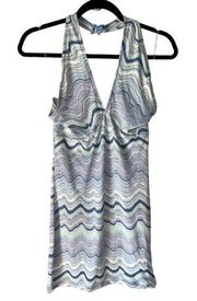 No comment dress halter medium stretch wave‎ print coverup NEW